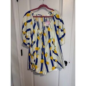 Fantastic‎ Fawn Disco Honey Meyer Romper - Striped Lemon Print - Medium